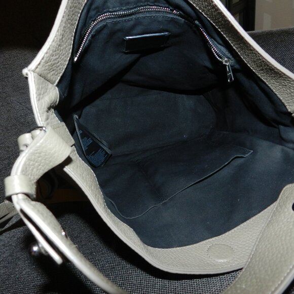 All Saints Mast Taupe Pebbled Leather Convertible Crossbody Shoulder Tote Bag - Picture 11 of 16